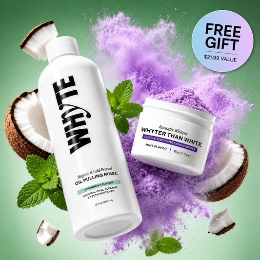 The WHYTE Duo: Oil Pulling Rinse + Purple Whitening Powder