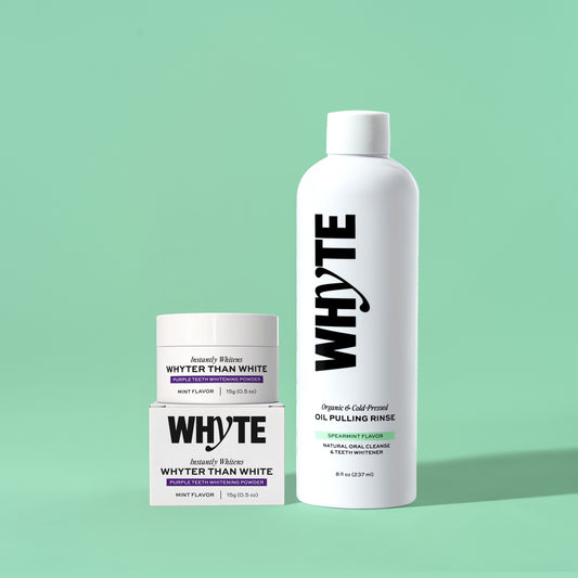 The WHYTE Duo: Oil Pulling Rinse + Purple Whitening Powder
