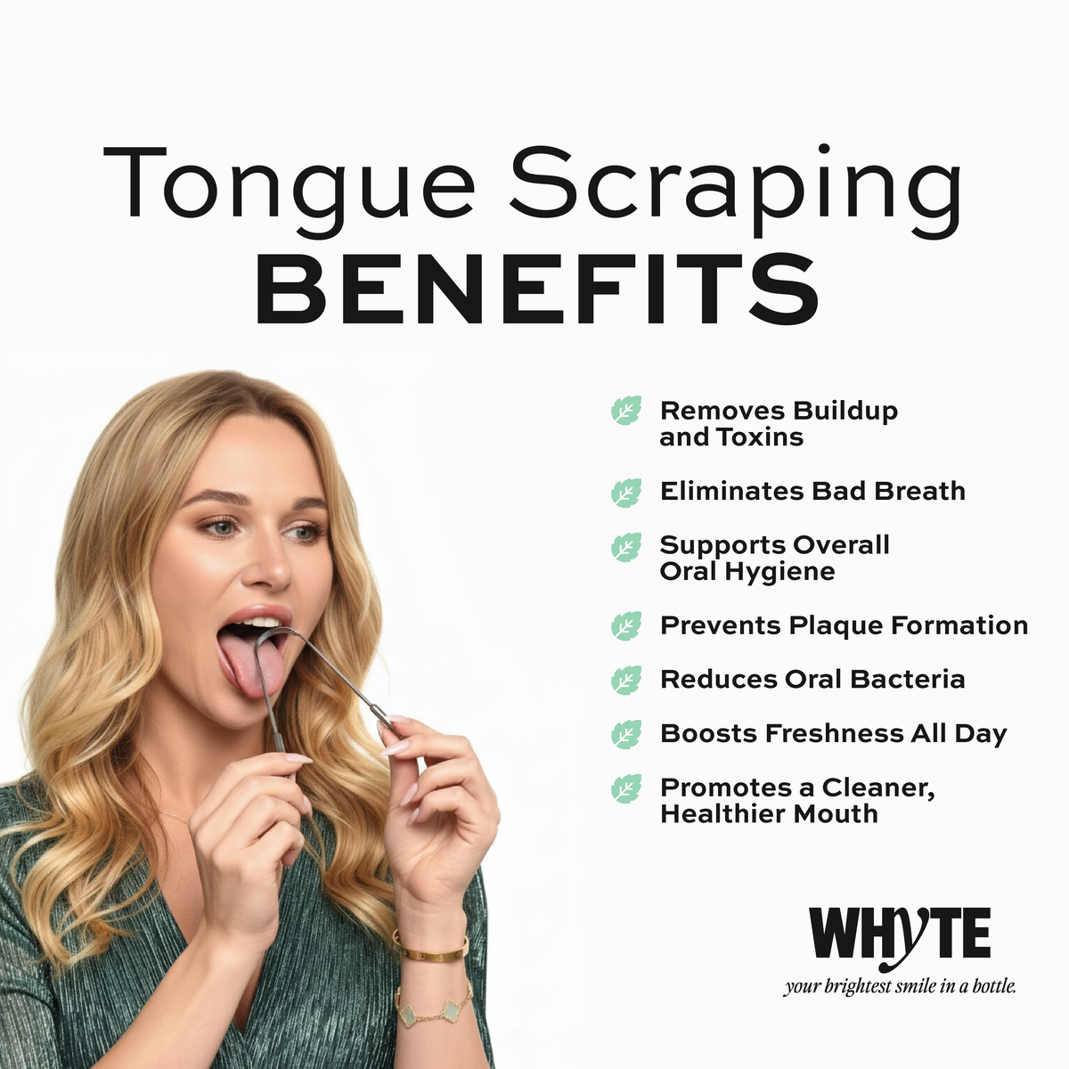 The WHYTE Trio: Oil Pulling Rinse + Purple Whitening Powder + Tongue Scraper