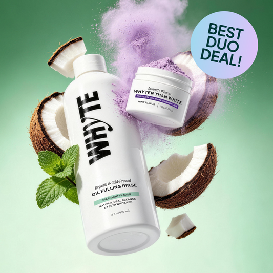 The WHYTE Duo: Oil Pulling Rinse + Purple Whitening Powder